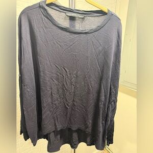 AllSaints Black/Grey Long-Sleeve Crew Top With Open Sleeve